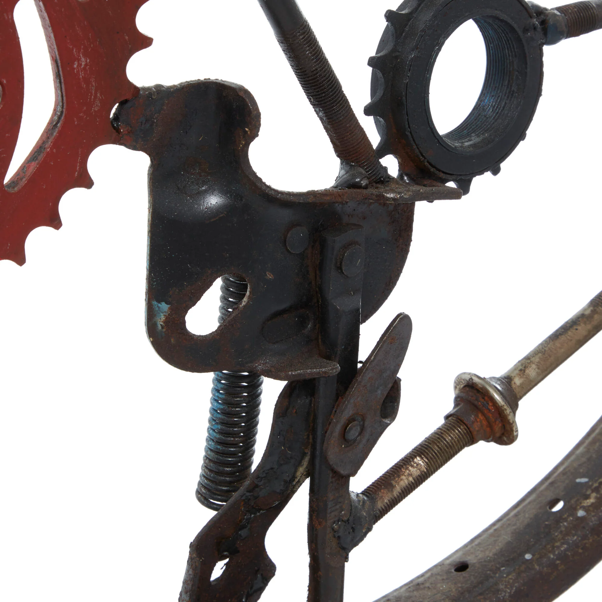 Rustic Grey Metal Industrial Geared Clockwork Steampunk Wheel Sculpture W/ Base - Image 7