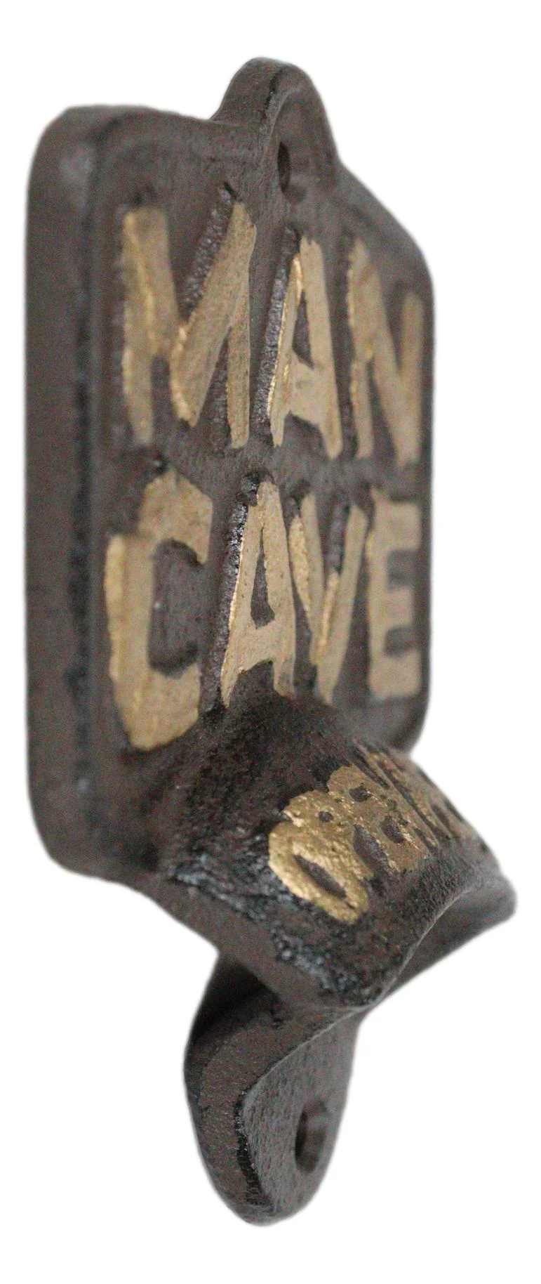 Rustic Man Cave Open Here Cast Iron Bottle Cap Opener Wall Mounted Decor Novelty - Image 2