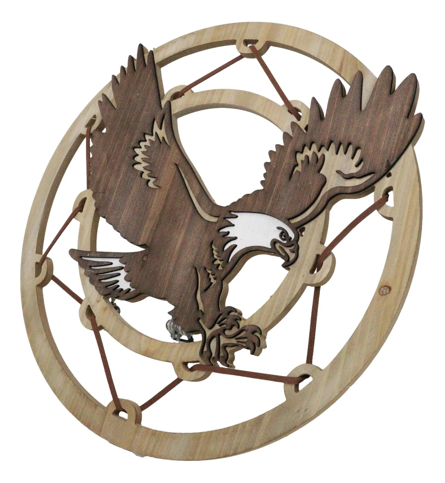 Rustic MDF Wood Flying Bald Eagle Dreamcatcher Web Circle Wall Decor Plaque - Image 5