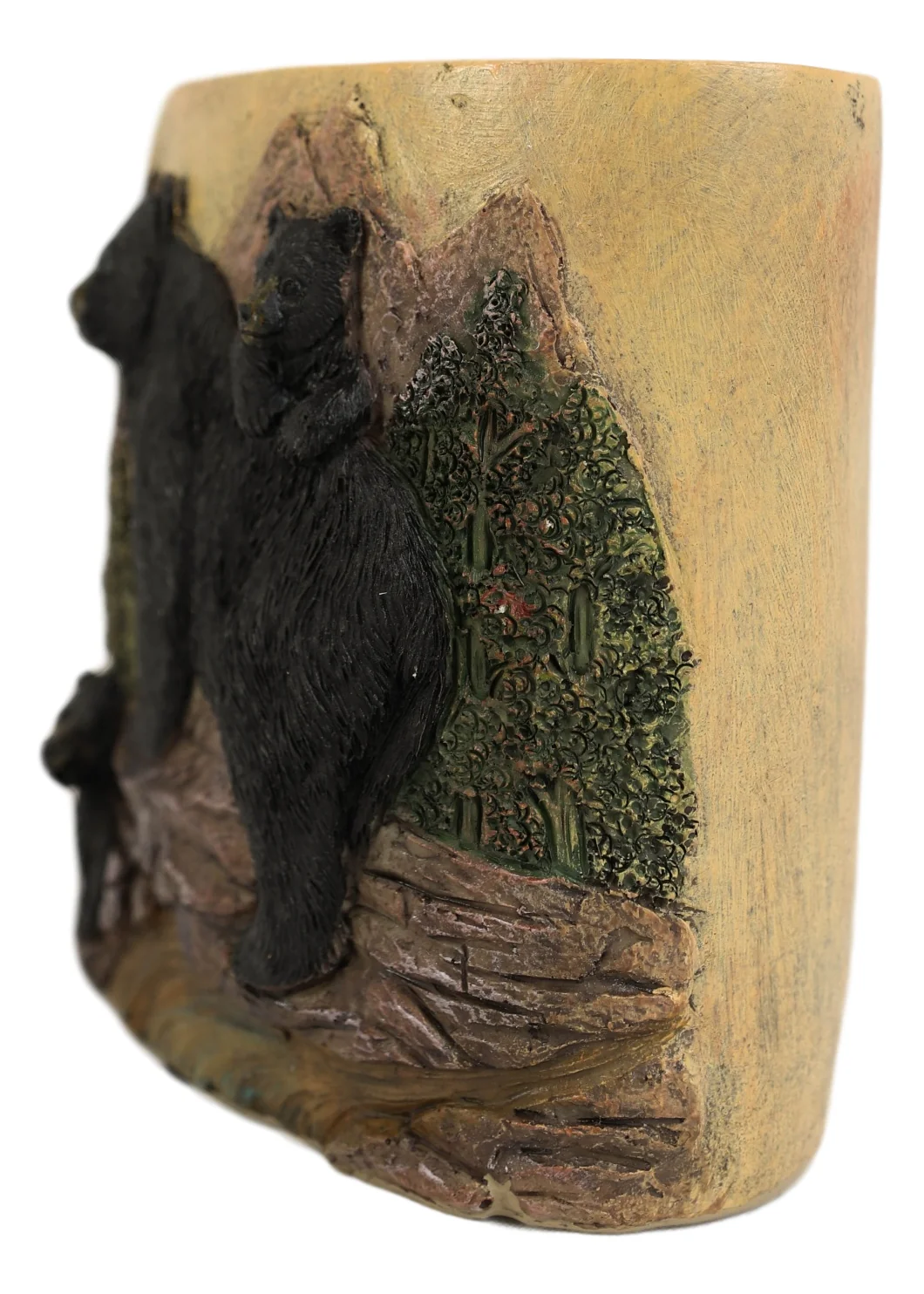 Rustic Mountain Black Mama Bear & Cubs Toothbrush Toothpaste Holder Organizer - Image 2