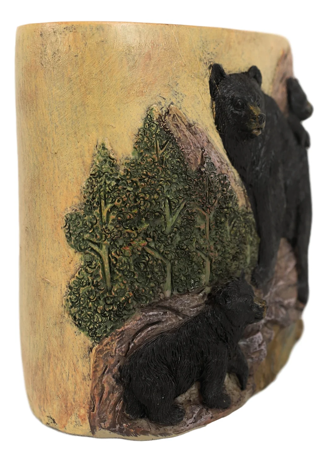 Rustic Mountain Black Mama Bear & Cubs Toothbrush Toothpaste Holder Organizer - Image 3