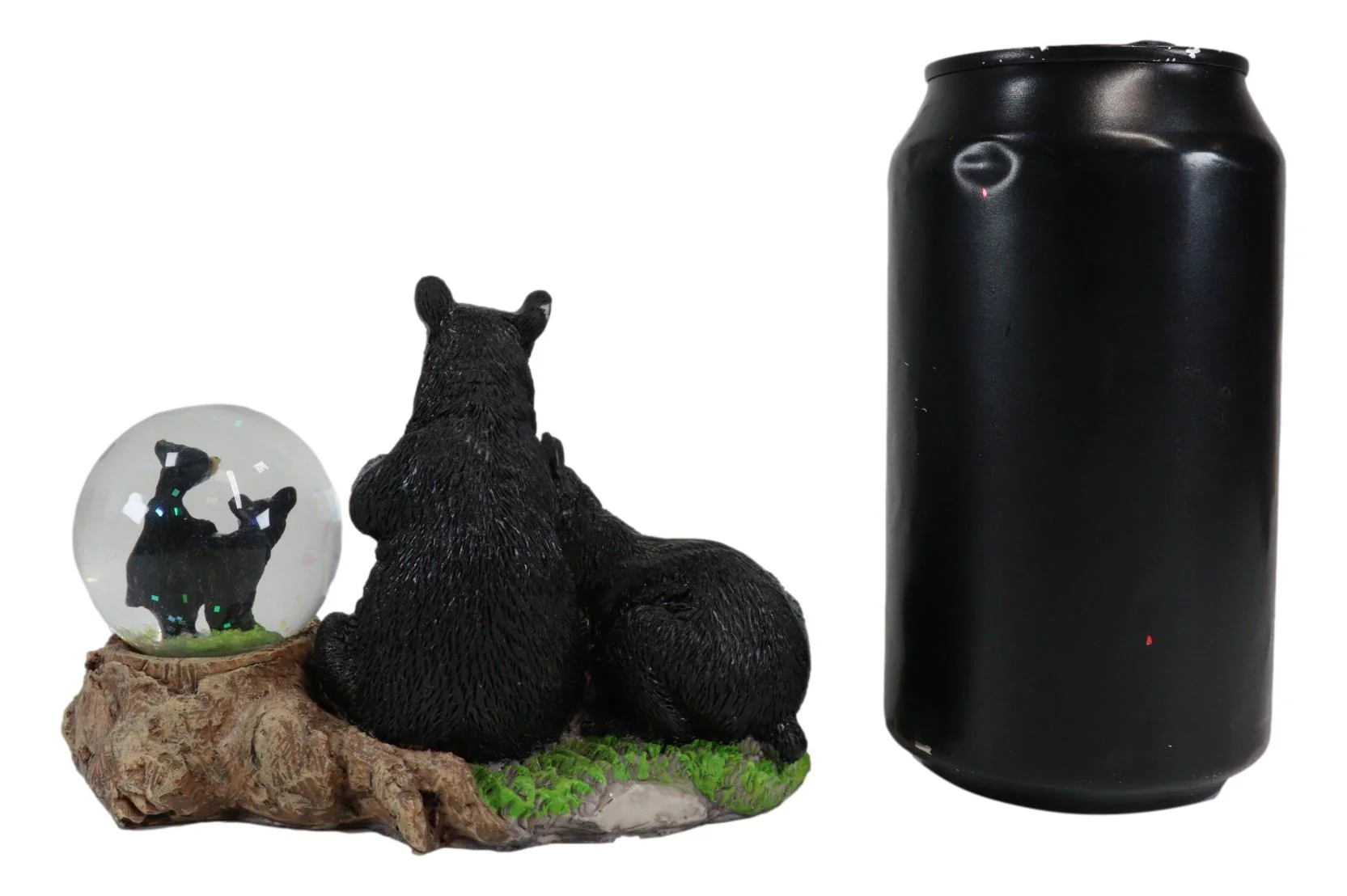 Ebros Rustic Papa Mama Black Bears W/ Cubs Family Small Glitter Water Globe Dome - Image 4