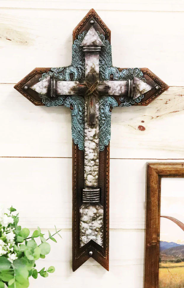 Rustic Southwestern Boho Chic Art Arrows And Branch With Ropes Wall Cross Decor - Image 7