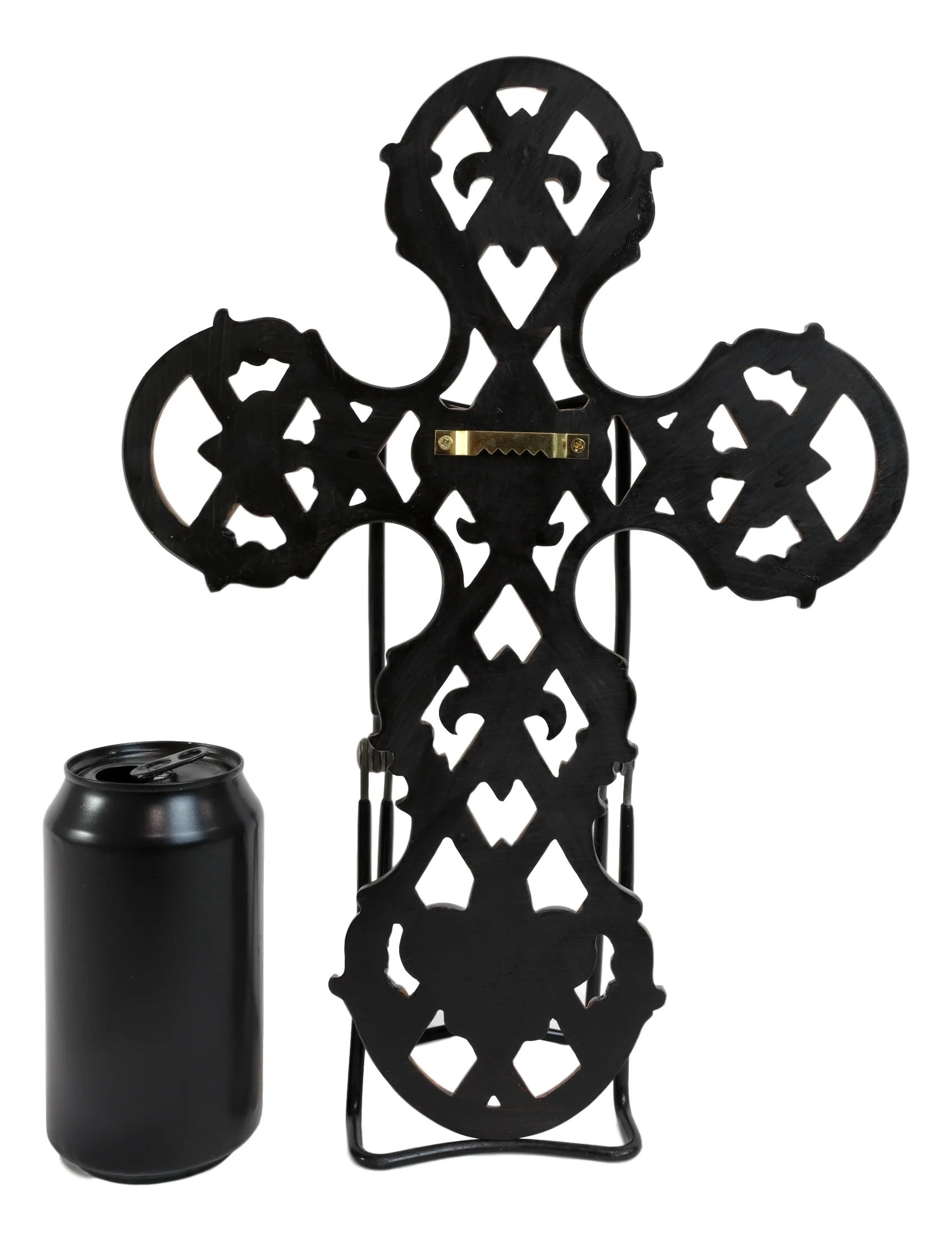Rustic Southwestern Scroll Art Tuscan Fleur De Lis Emblems Wall Cross Crucifix - Image 3