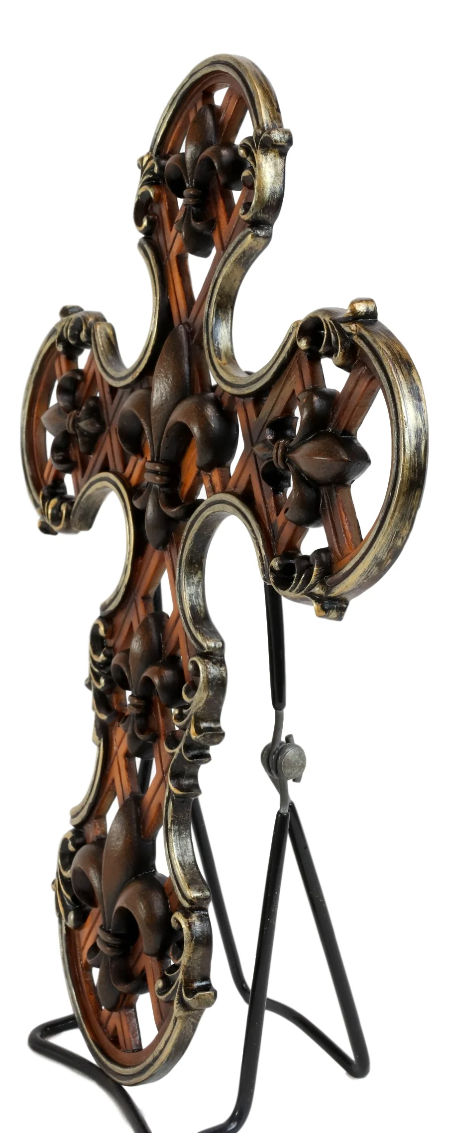Rustic Southwestern Scroll Art Tuscan Fleur De Lis Emblems Wall Cross Crucifix - Image 5