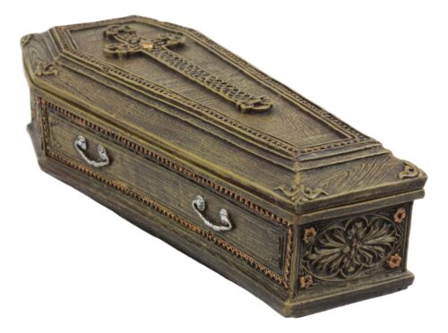 Rustic Vampire Coffin Box Rest In Peace Dracula Casket Trinket Box 8"L - Image 5