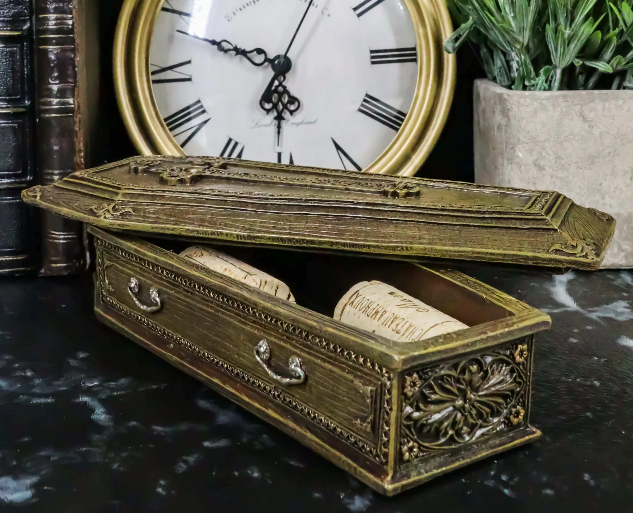 Rustic Vampire Coffin Box Rest In Peace Dracula Casket Trinket Box 8"L - Image 8