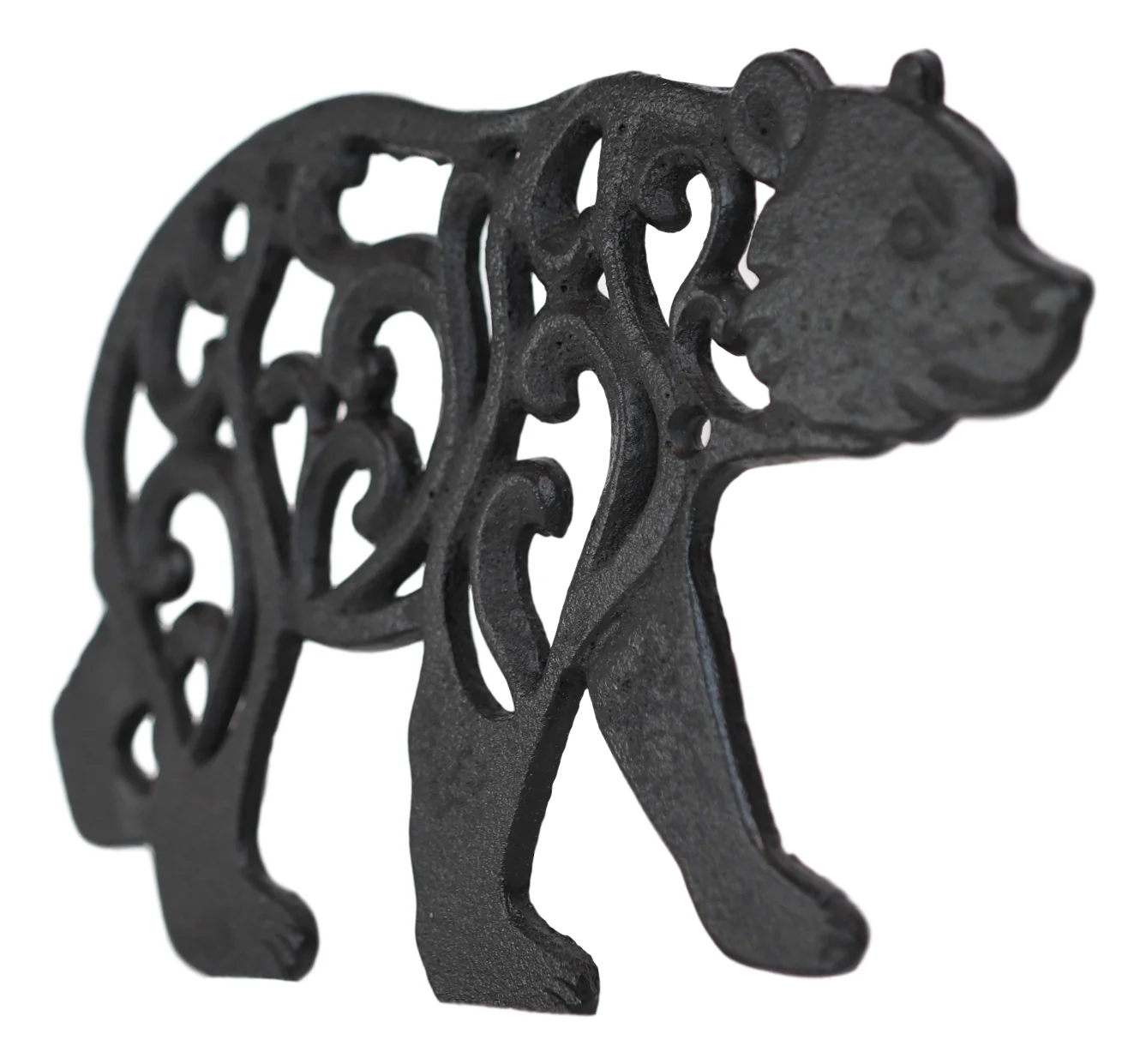 Rustic Western Black Bear Scroll Filigree Art Design Cast Iron Wall Decor Plaque - Image 2