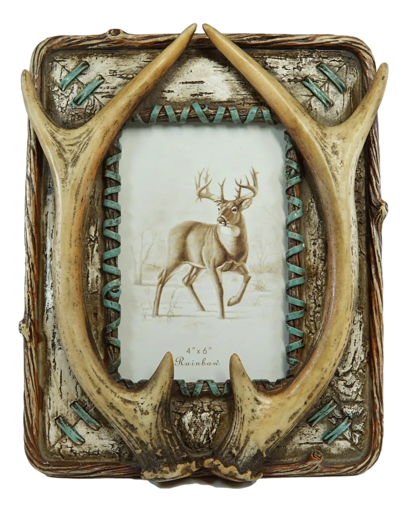 Rustic Western Buckhorn Stag Deer Antlers Easel Back 4X6 Picture Frame Sculpture - Image 3
