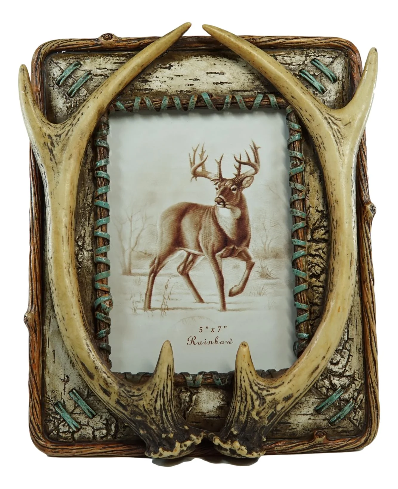 Rustic Western Buckhorn Stag Deer Antlers Easel Back 5X7 Picture Frame Sculpture - Image 3