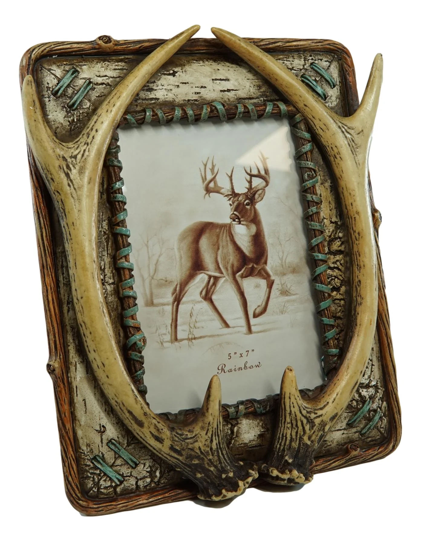 Rustic Western Buckhorn Stag Deer Antlers Easel Back 5X7 Picture Frame Sculpture - Image 4