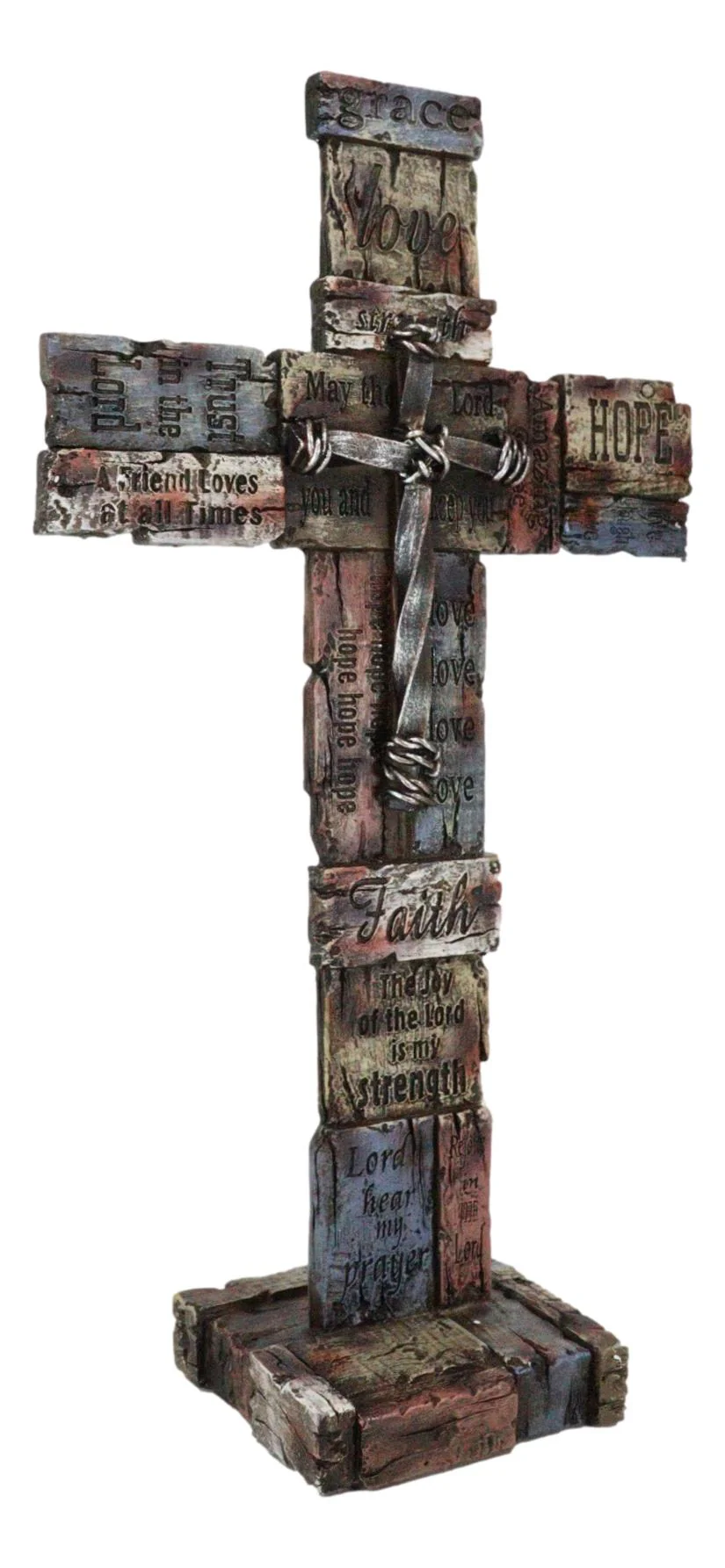 Rustic Western Christian Inspirational Words Of Faith Desktop Plaque Cross - Image 4