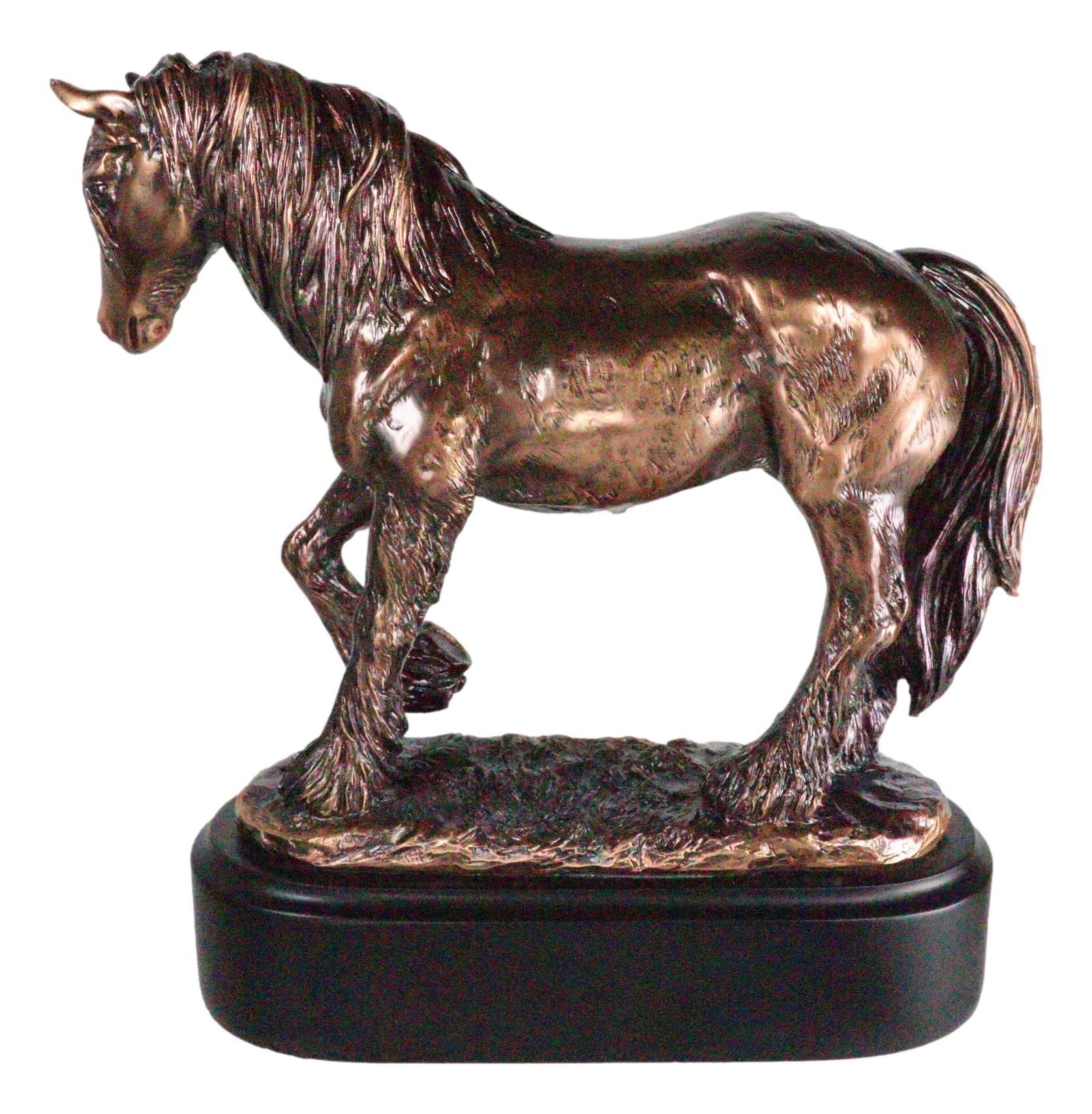 Rustic Western Clydesdale Tinker Mare Horse Pony Figurine With Trophy Base - Image 4