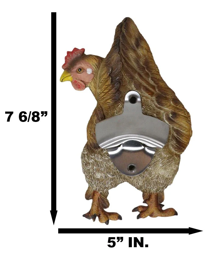 Rustic Western Country Farm Chicken Hen Butt Backside Wall Bottle Cap Opener - Image 2