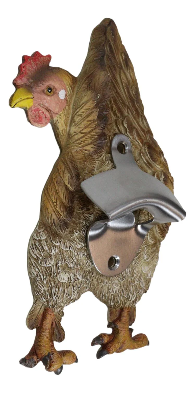Rustic Western Country Farm Chicken Hen Butt Backside Wall Bottle Cap Opener - Image 4