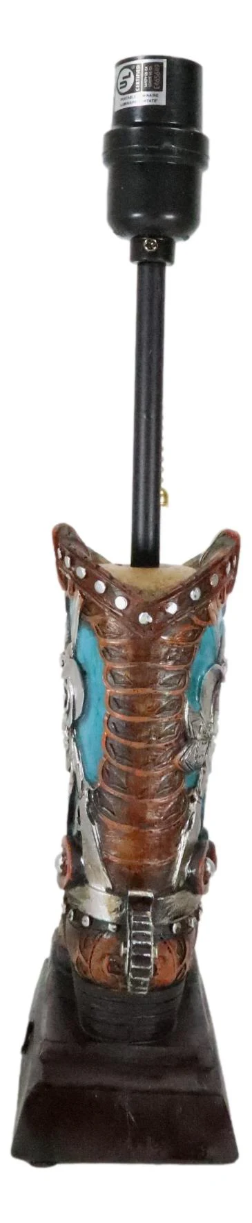 Rustic Western Country Skull With Crossed Pistols Cowboy Spur Boot Table Lamp - Image 6
