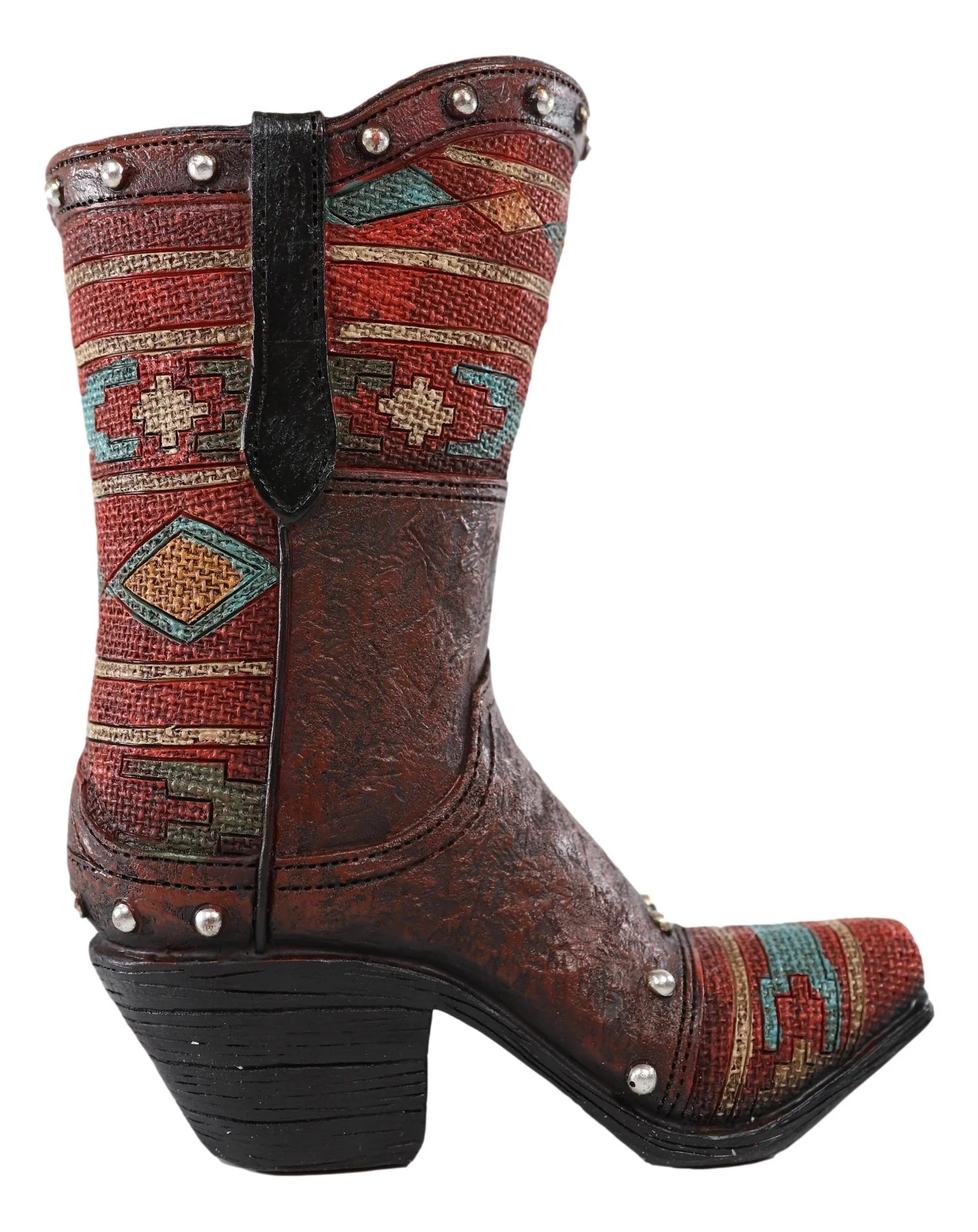 Rustic Western Cowboy Aztec Patterns Boot Flower Vase Planter Figurine Decor - Image 3