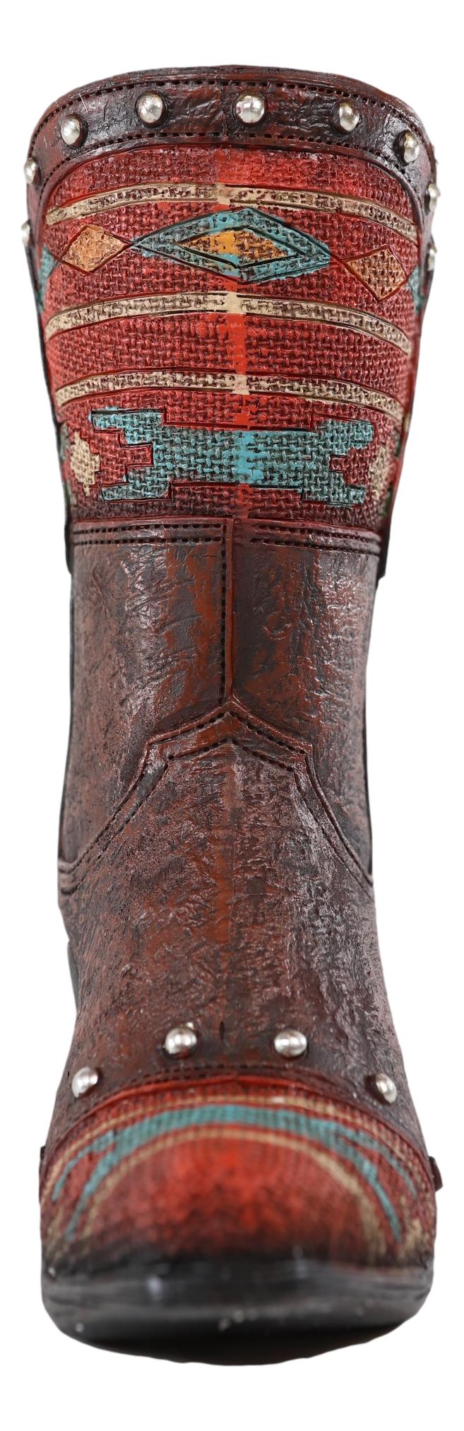 Rustic Western Cowboy Aztec Patterns Boot Flower Vase Planter Figurine Decor - Image 4