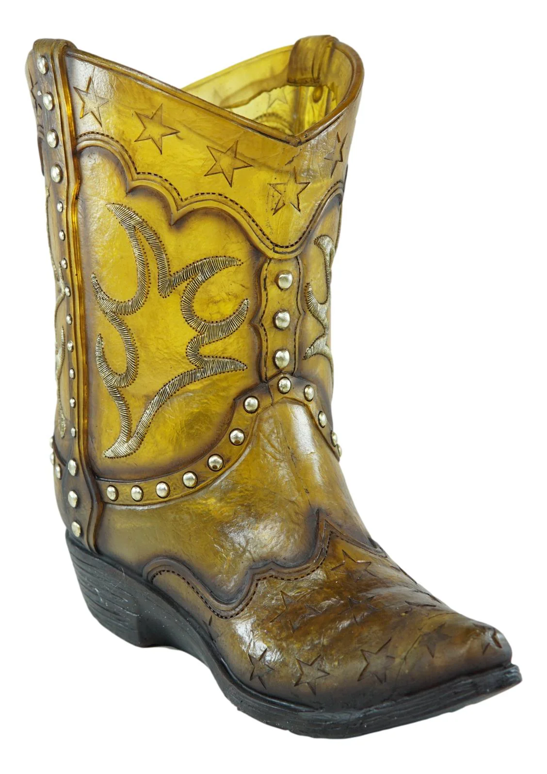 Rustic Western Cowboy Boot Tooled Leather Pattern Acrylic Resin Night Light Lamp - Image 4