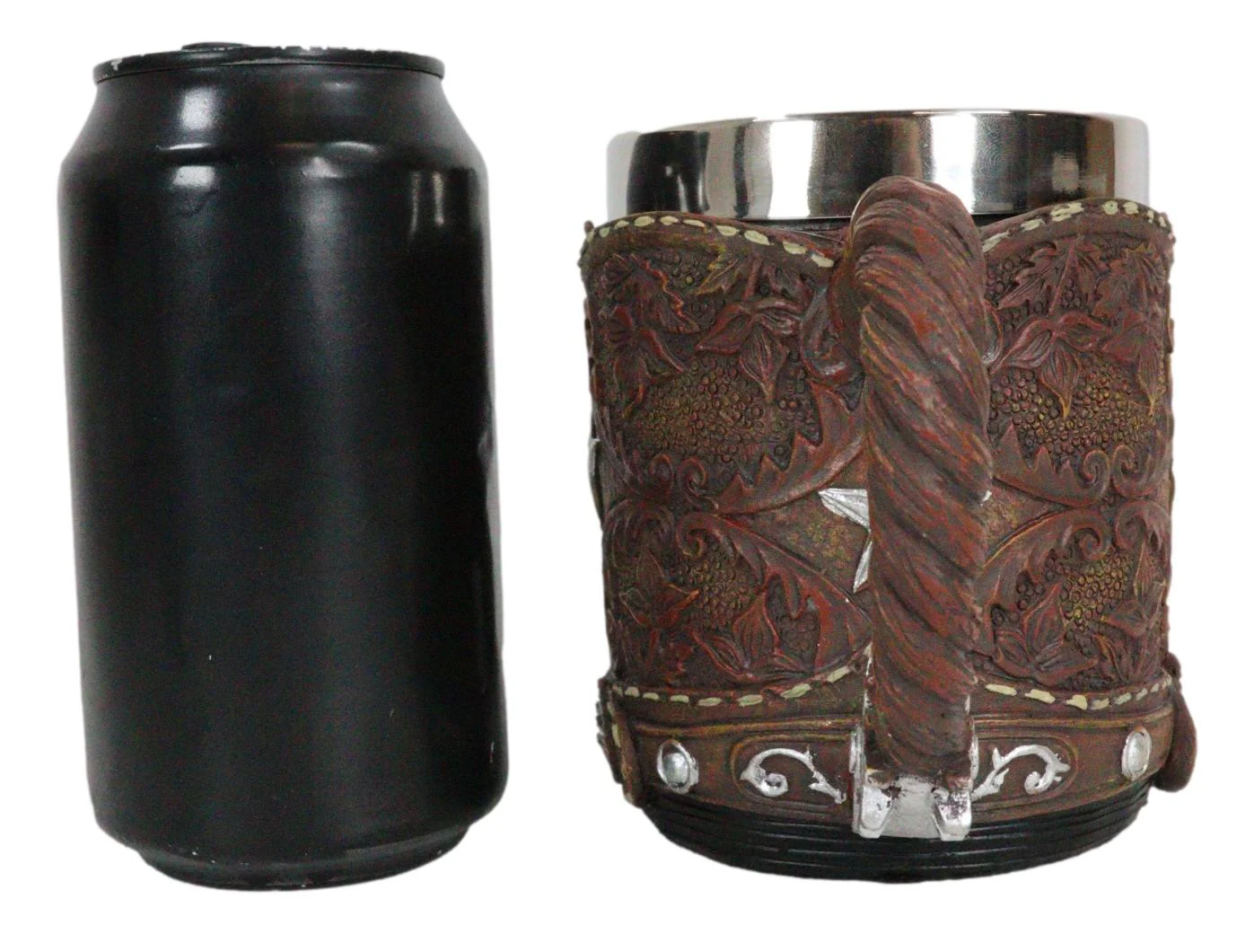 Rustic Western Cowboy Boot W/ Lone Star And Spur Faux Tooled Leather Coffee Mug - Image 5