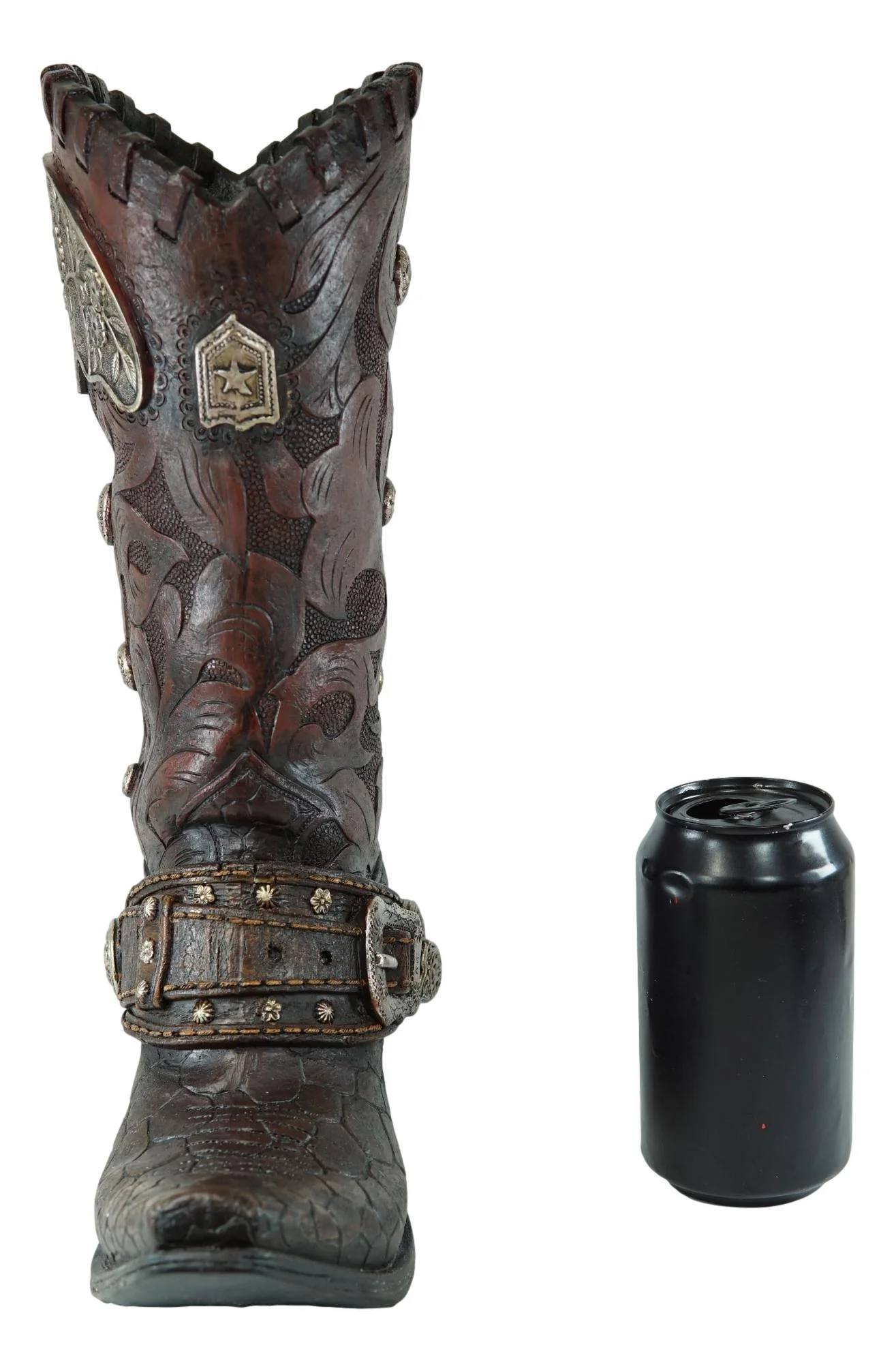 Rustic Western Cowboy Boot With Floral Concho And Spur Vase Planter Figurine 13" - Image 7