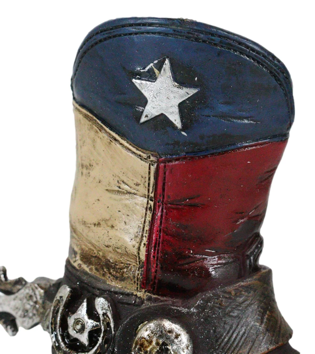 Rustic Western Cowboy Faux Leather Texas State Flag Boot With Spur Pen Holder - Image 7