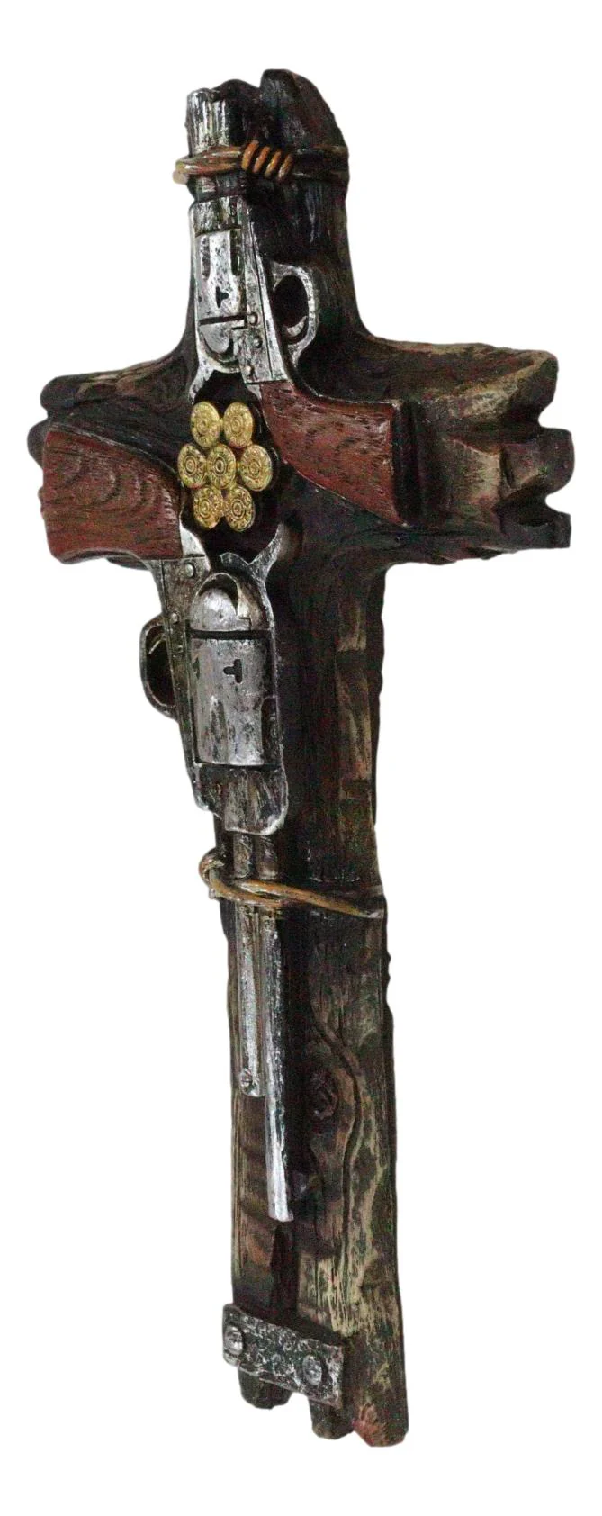 Rustic Western Cowboy Pistol Revolver Guns Bullet Shells Decorative Wall Cross - Image 4