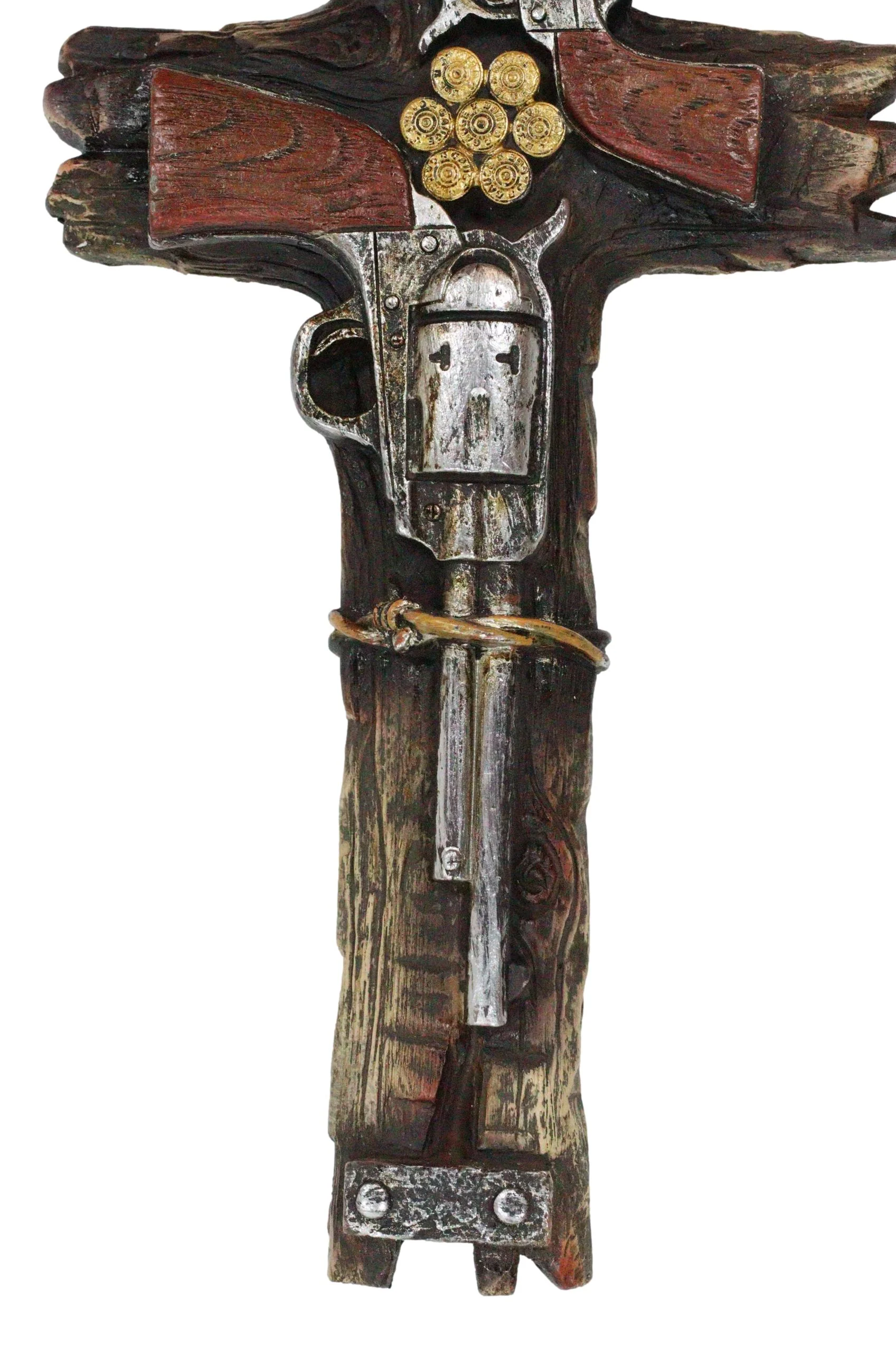 Rustic Western Cowboy Pistol Revolver Guns Bullet Shells Decorative Wall Cross - Image 5