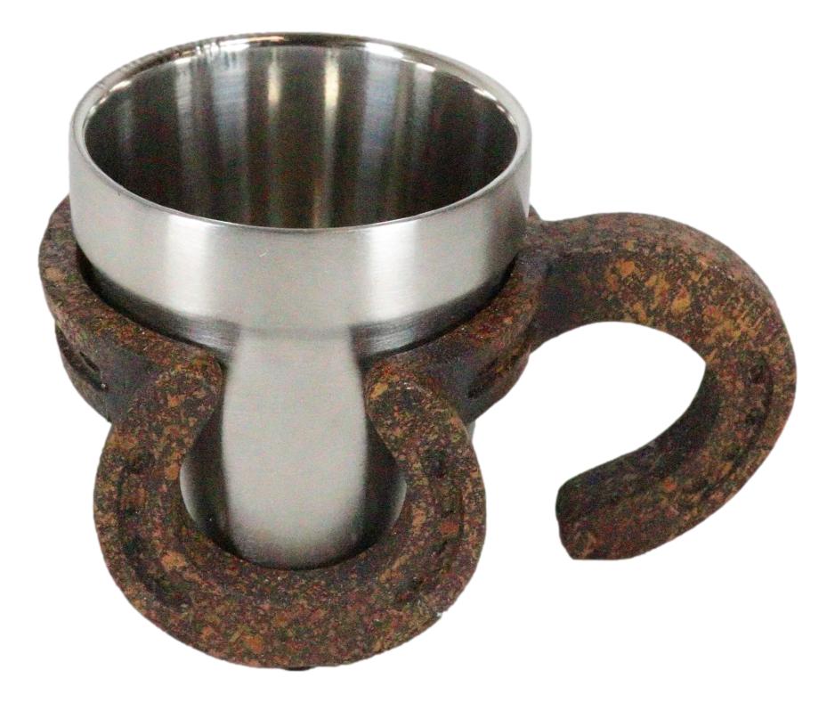 Rustic Western Cowboy Rust Finished Lucky Horseshoes Standard Coffee Mug 8oz - Image 3
