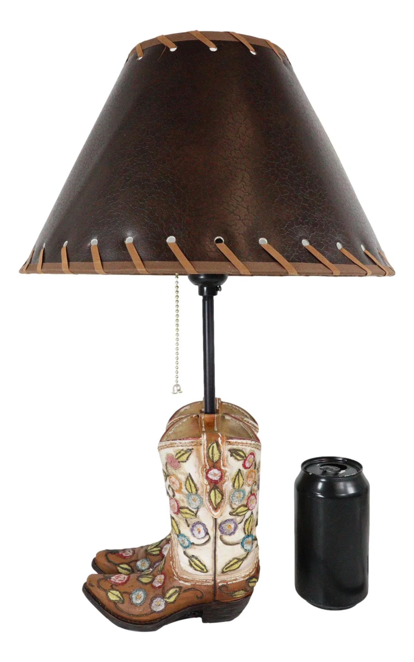 Rustic Western Cowgirl Boots With Colorful Floral Vines Embroidery Table Lamp - Image 6