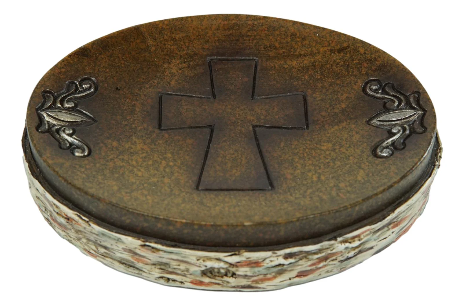 Rustic Western Cross With Birchwood Accent Soap Dish Toothbrush Holder Cup Set - Image 3