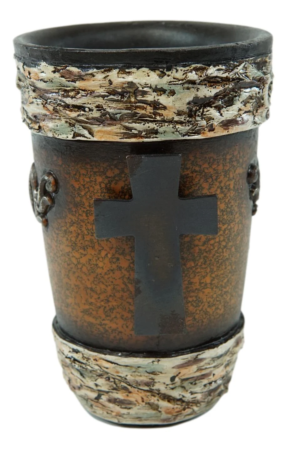 Rustic Western Cross With Birchwood Accent Soap Dish Toothbrush Holder Cup Set - Image 6