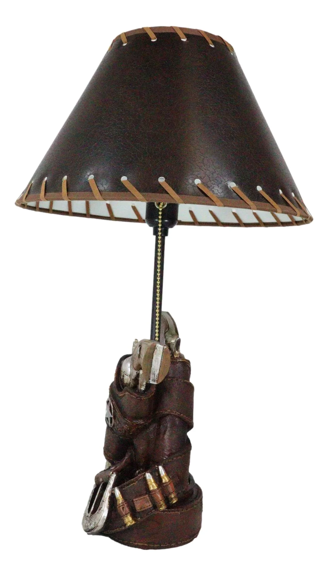 Rustic Western Double Six Shooter Gun Pistols In Holsters Cowboy Belt Table Lamp - Image 4