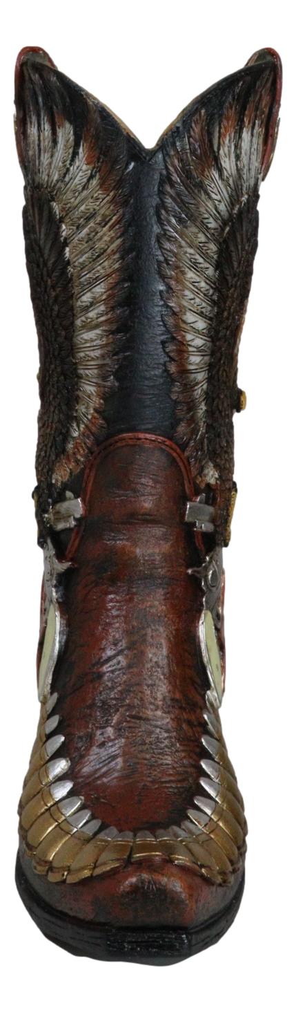 Rustic Western Eagle With Crossed Guns Star Bullets Boot Vase Planter Figurine - Image 4