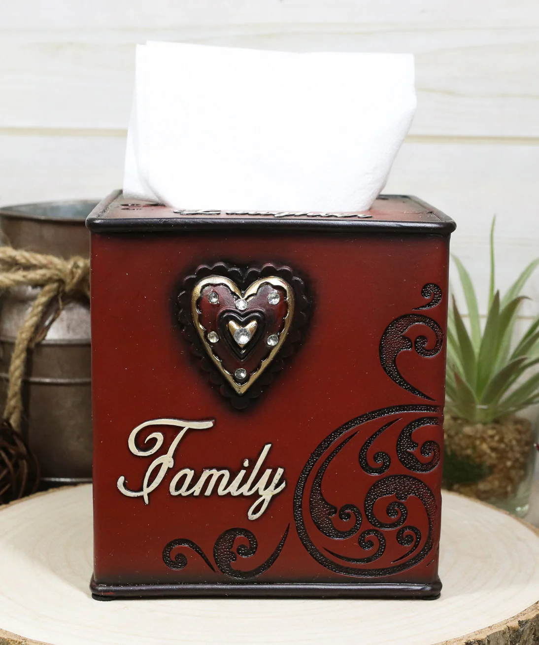 Rustic Western Family Love Bless This Home Scroll And Heart Tissue Box Cover - Image 8