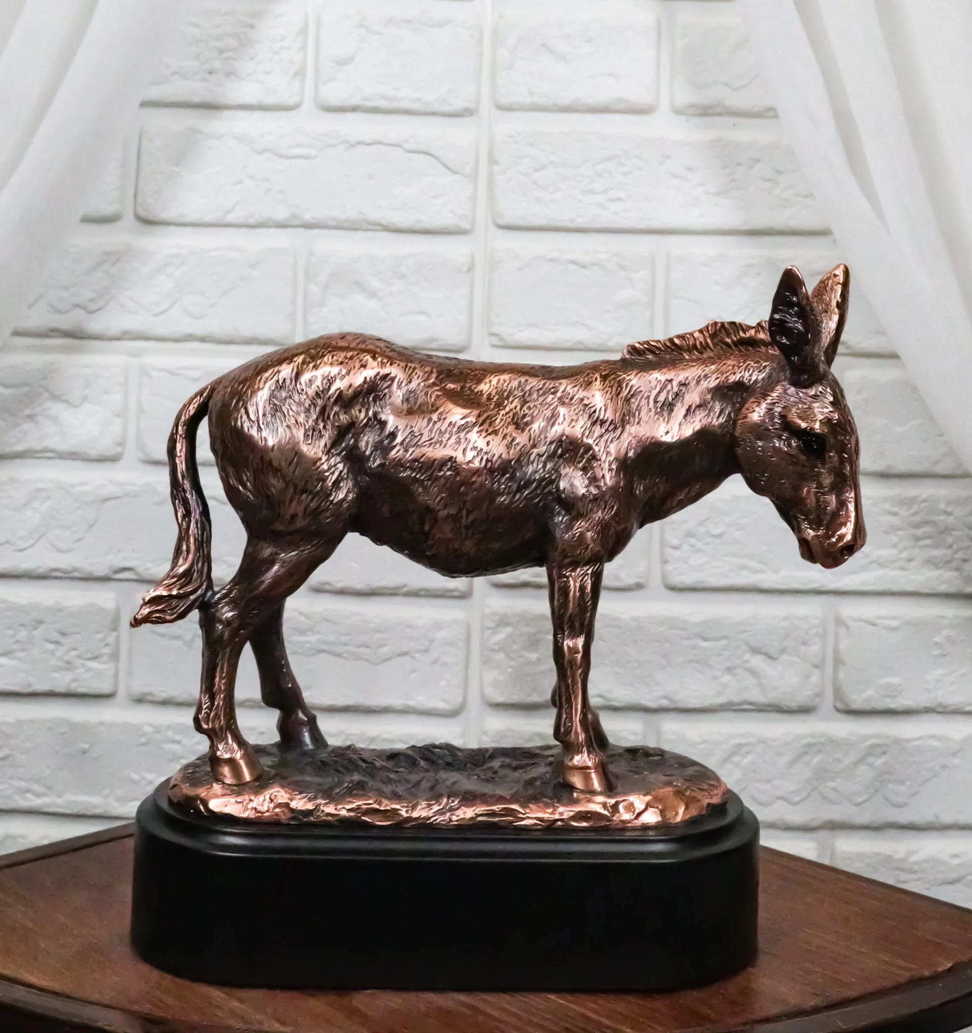 Rustic Western Farmhouse Ass Donkey Mule Electroplated Bronze Resin Figurine - Image 11