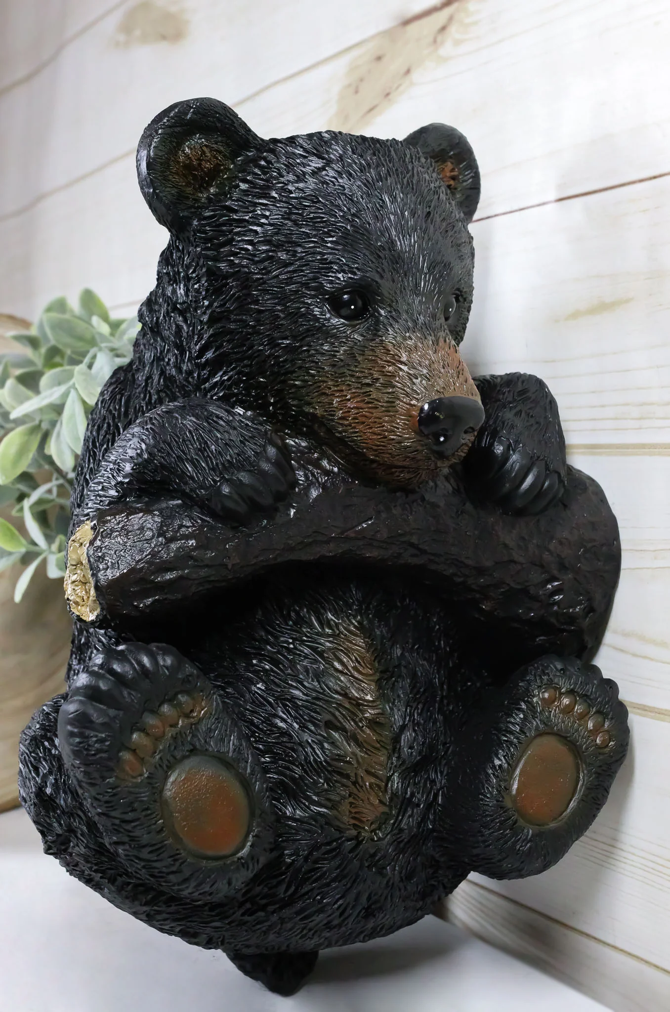 Rustic Western Forest Black Bear Cub Hanging On Branch Wall Or Tree Bark Decor - Image 8