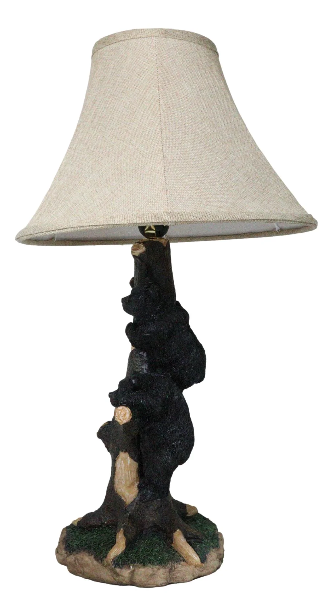 Rustic Western Forest Playful Black Bear Cubs Climbing On Tree Trunk Table Lamp - Image 5