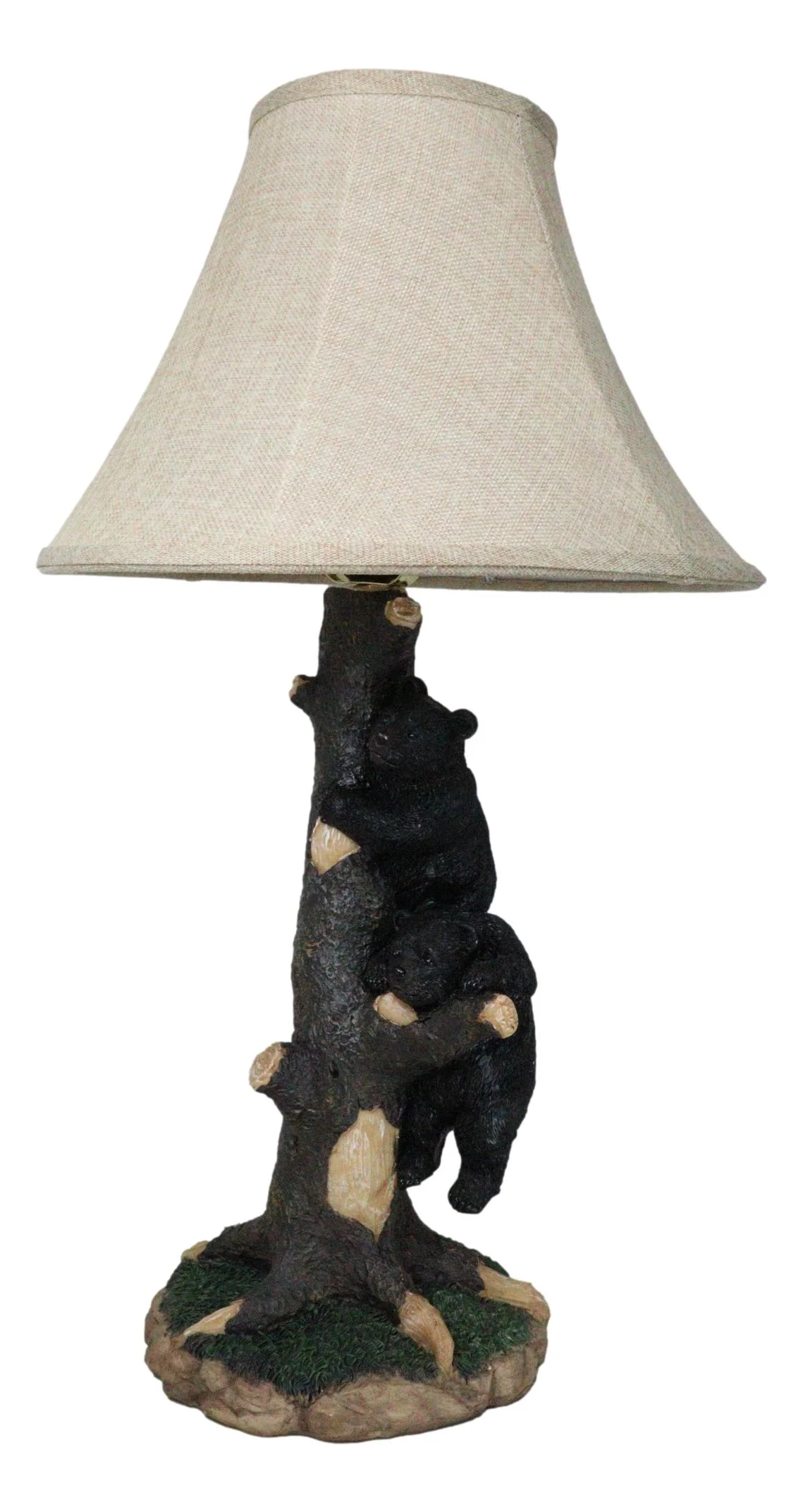 Rustic Western Forest Playful Black Bear Cubs Climbing On Tree Trunk Table Lamp - Image 7