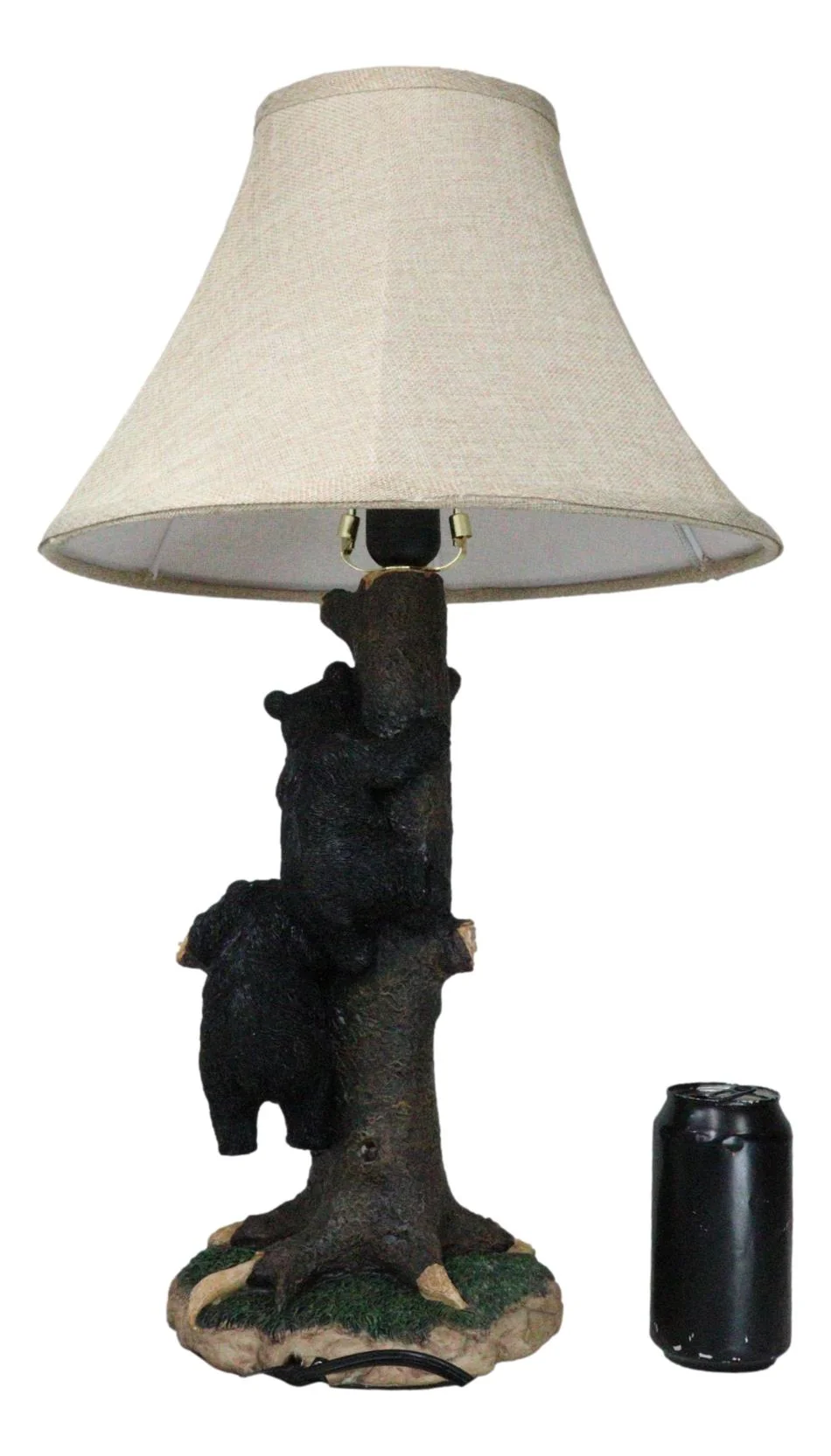 Rustic Western Forest Playful Black Bear Cubs Climbing On Tree Trunk Table Lamp - Image 8
