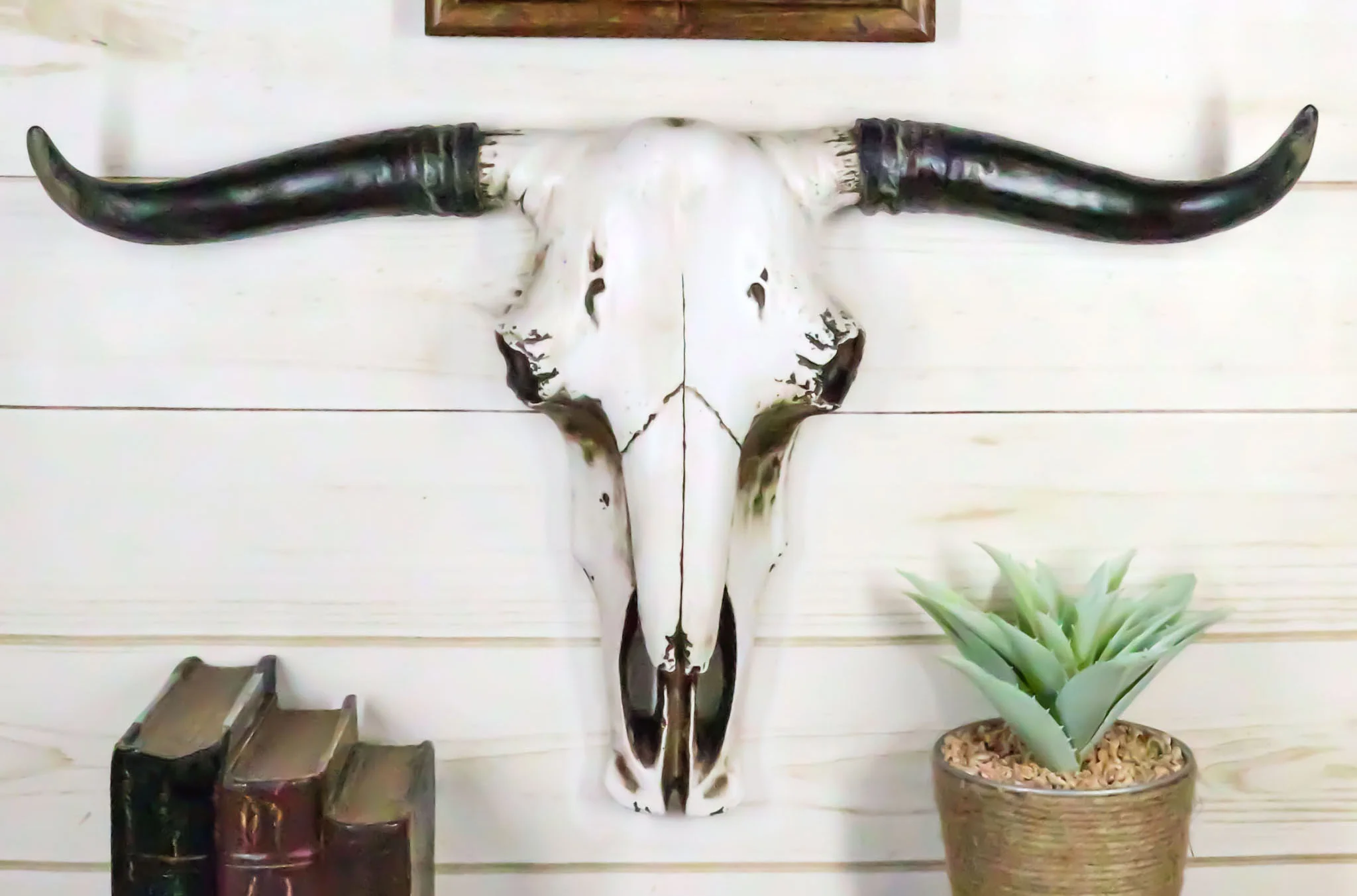 Rustic Western Longhorn Bull Cow Steer Head Skull Wall Decor Plaque 20.5"L - Image 9