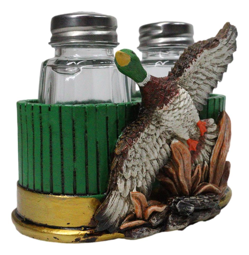 Rustic Western Mallard Duck Meadow Green Shotgun Shells Salt Pepper Shakers Set - Image 2