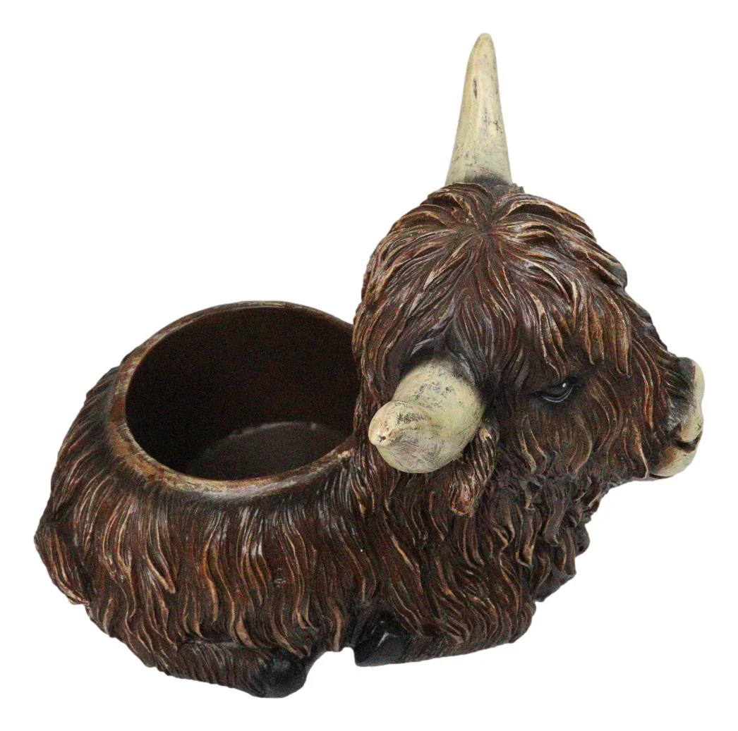 Rustic Western Scottish Highlands Cattle Cow Wine Holder Container Pot Holder 9" - Image 5
