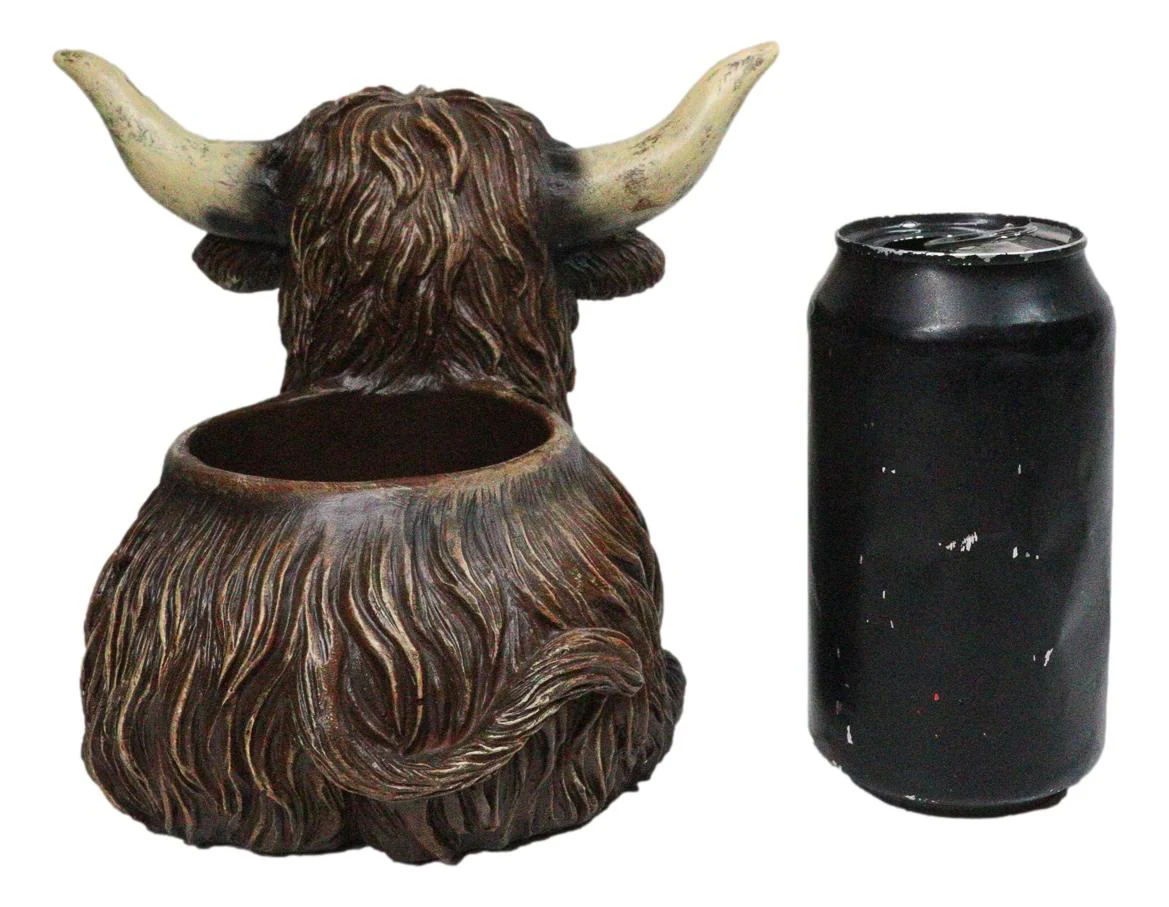 Rustic Western Scottish Highlands Cattle Cow Wine Holder Container Pot Holder 9" - Image 8