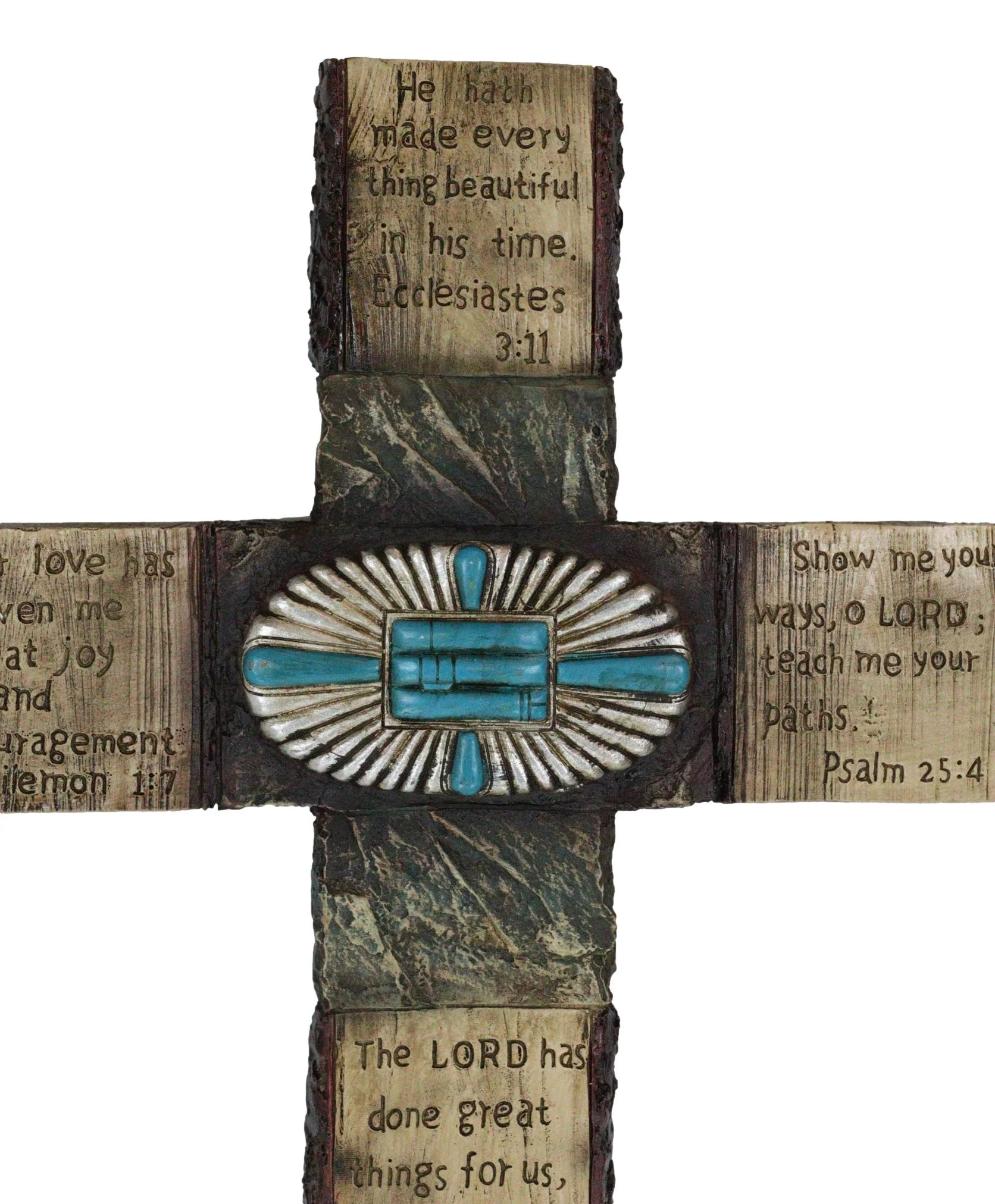 Rustic Western Scriptural Bible Verses Psalms Ecclesiastes Philemon Wall Cross - Image 7