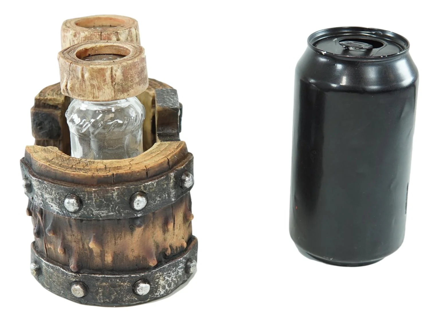 Rustic Western Star Cross With Faux Wood Barrel Base With Salt & Pepper Shakers - Image 6