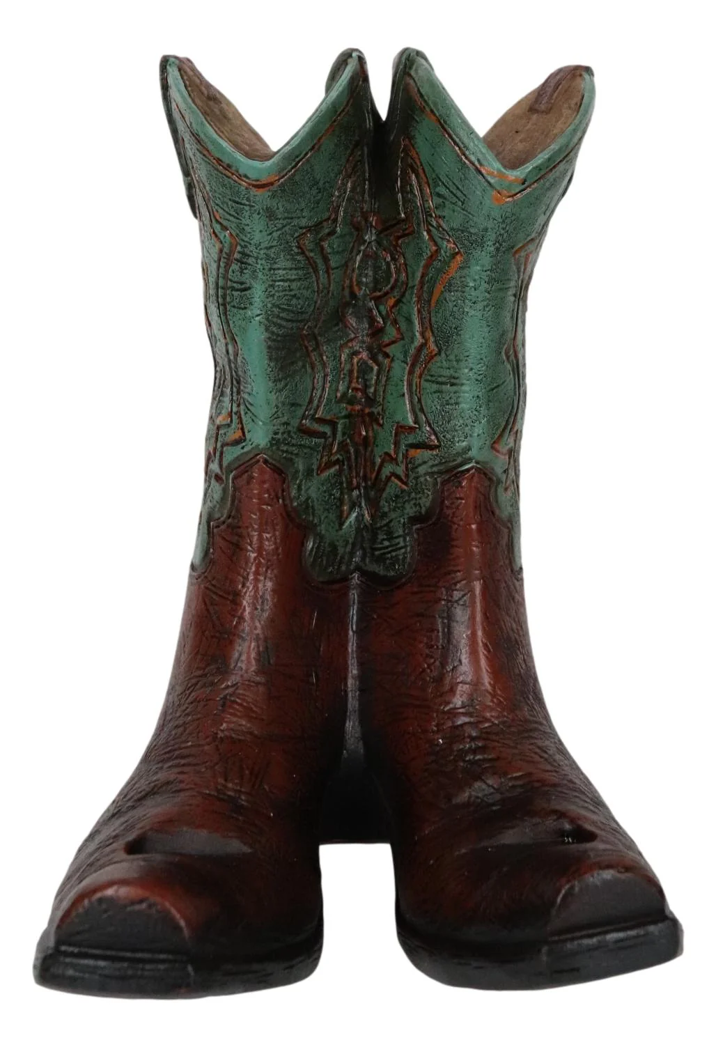 Rustic Western Teal Green Tooled Leather Cowboy Boot Cell Phone Book Easel Stand - Image 4