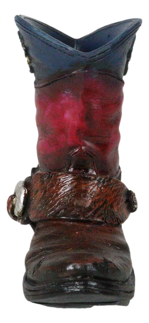 Rustic Western Texas State Flag Fancy Cowboy Boot With Spur Toothpick Holder - Image 3