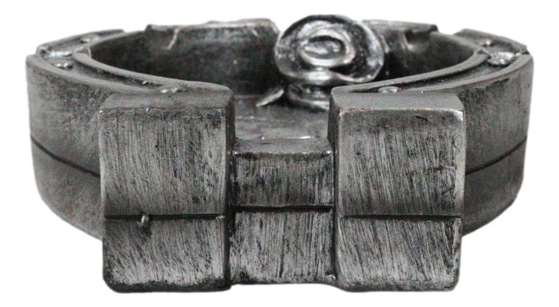Rustic Western Wild West Smoke Lucky Horseshoe Horse Cowboy Hat Ashtray Figurine - Image 2