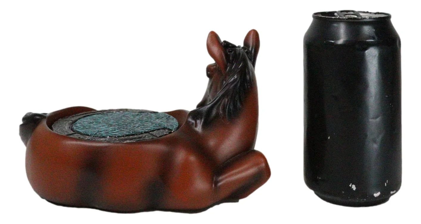 Rustic Western Brown Chestnut Horse Coaster Holder with Horseshoe Coasters Set - Image 8
